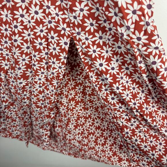 Madewell Clara Midi Dress Falling Daisies Surplice Short Sleeve Orange Sz XXL - Picture 9 of 13